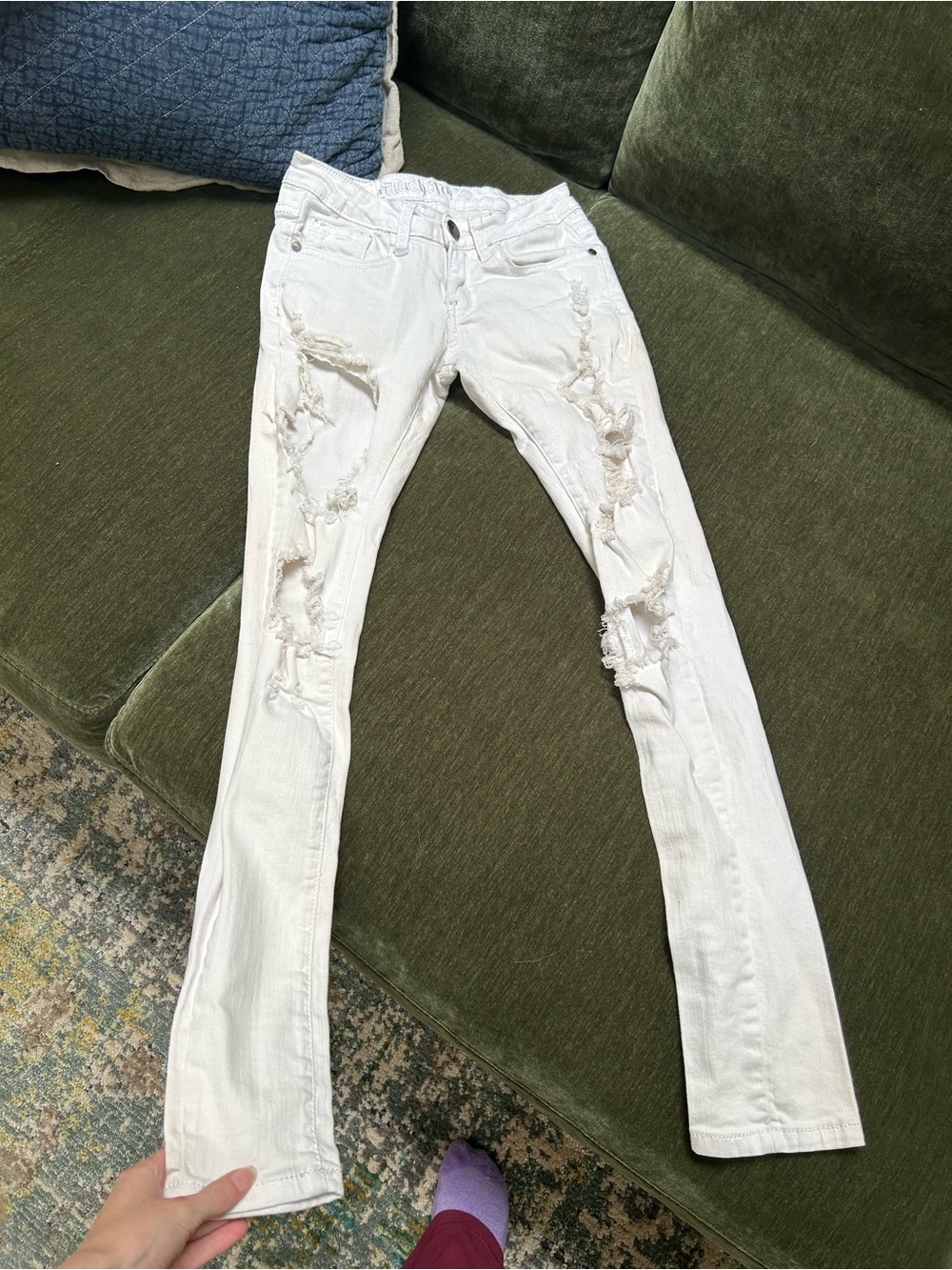 Machine White Distressed Skinny Jeans BEST OFFER